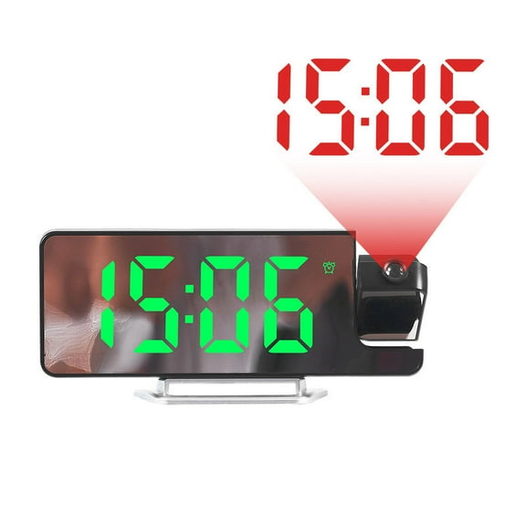 EGYMEN HD Projection Alarm Clock, Rotatable Digital Mirror Clock with USB Ports, Large Display LED Desk Clock, Auto Dimming Modern Bedroom Timepiece