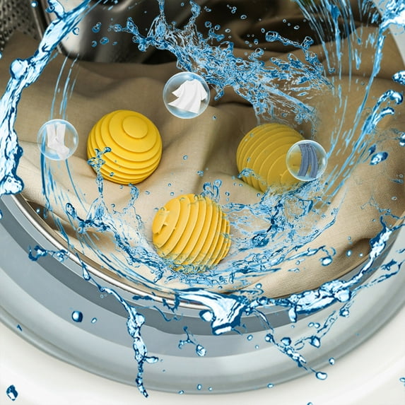 EGYMEN Hair Removal Cleaning Balls, Reusable Laundry Hair Catchers for Lint and Fur, Antis-Winding Laundry Dryer Balls for Clothes, Efficient Washing Machine Hair Cleaning Tools(Yellow)