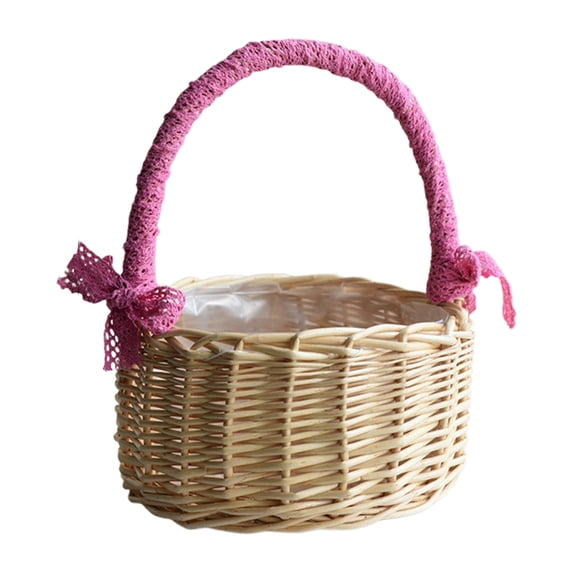 EGYMEN Handheld Flower Basket, Rattan Weaving Floral Arrangement, Decorative Plant Carrier, Indoor Wedding Decoration, Multi-Purpose Storage Basket
