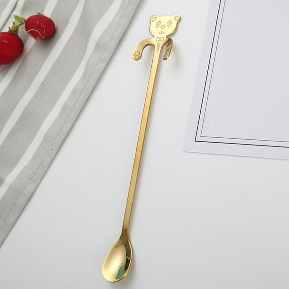 EGYMEN Hangable Stainless Steel Spoon, 304 Stainless Steel Ice Spoon, Cute Little Panda Handle Coffee Spoon, Durable and Dishwasher-Safe Teaspoon