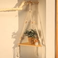 thumbnail image 1 of EGYMEN Hanging Shelf, Bohemian Style Storage Shelf with Hand Woven Ropes, Natural Wooden Decorative Rack for Plants and Books, Triangle Layered Wall Storage Unit, 1 of 6