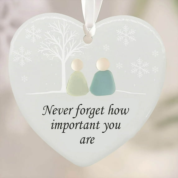 EGYMEN Heart-Shaped Sea Glass Friendship Ornament, Unique Sea Glass Heart Keepsake, Handmade Sea Glass Decor Gift, Cherished Sea Glass Friendship Keepsake