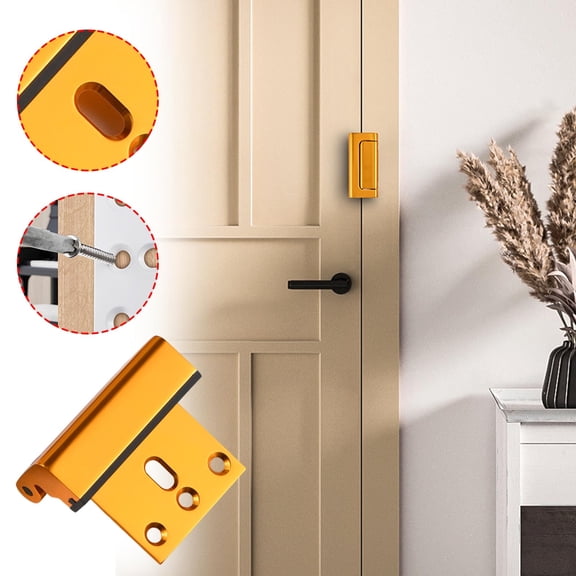 EGYMEN Home Security Door Reinforcement Lock, Indoor Bathroom Security Bolt, High-Strength Door Locking Mechanism, Child-Safe Tamper-Resistant Door Security Device(Gold)