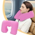 thumbnail image 1 of EGYMEN Inflatable Travel Neck Pillow, 14x9 inches, Portable Cervical Support Cushion for Airplane, Camping, Office, and Outdoor Activities, Comfortable U-Shaped Velour Covered Pillow, 1 of 6