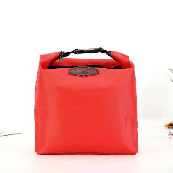 EGYMEN Insulated Lunch Bag, Mini Cooler for Picnic, Portable Thermal Bag, Food Organizer for School, Waterproof Lunch Tote, Travel Lunch Box, Foldable Picnic Bag (Red)