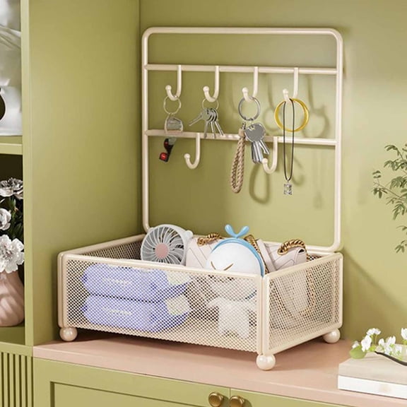 EGYMEN Iron Jewelry Rack, Desktop Trinket Display Shelf, Hangable Storage Organizer, Iron Wall Mounted Shelf for Jewelry and Accessories