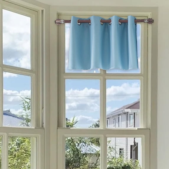 EGYMEN Kitchen/Bathroom Short Light Blocking Curtains, 14"x28" Polyester Window Drapes with Magnetic Hem, 6 Neutral Colors for Small Windows & Office Partitions(Blue)