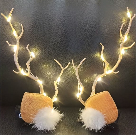 EGYMEN LED Reindeer Antler Hair Clips, Glowing Hair Bands for Christmas, Christmas Ornaments, Perfect Christmas Gift