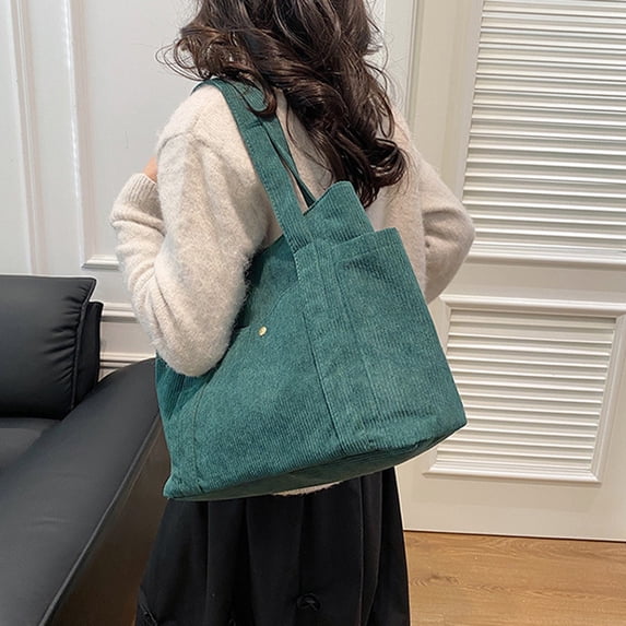 EGYMEN Large Capacity Women's Tote Bag, Versatile Canvas Shoulder Bag, Spacious Bucket Handbag with Multiple Compartments