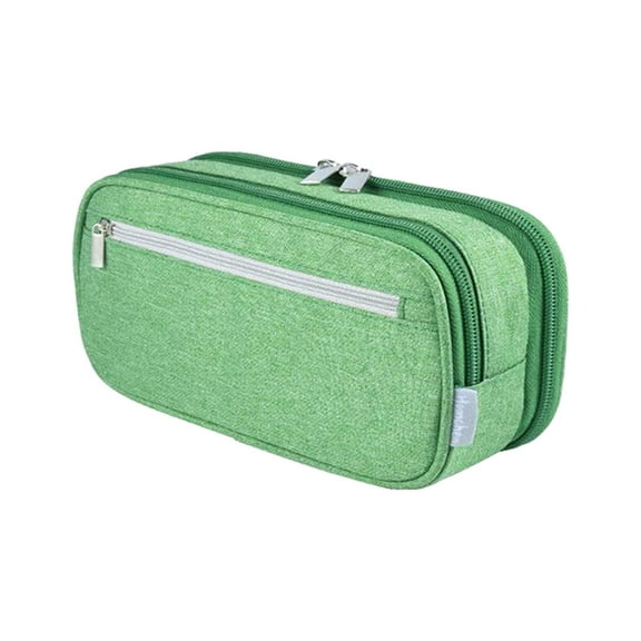EGYMEN Large-capacity Pencil Case, Multi-functional Stationery Organizer, Three-layer Art Supplies Bag, Zippered Storage Pouch for Pens and Accessories(Green)
