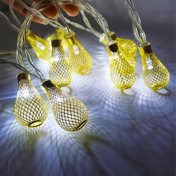 EGYMEN Lattice-Patterned Teardrop Led String Lights, Creative Romantic Holiday Lighting, Elegant Decorative Star Lights, Festive Home And Garden Illumination