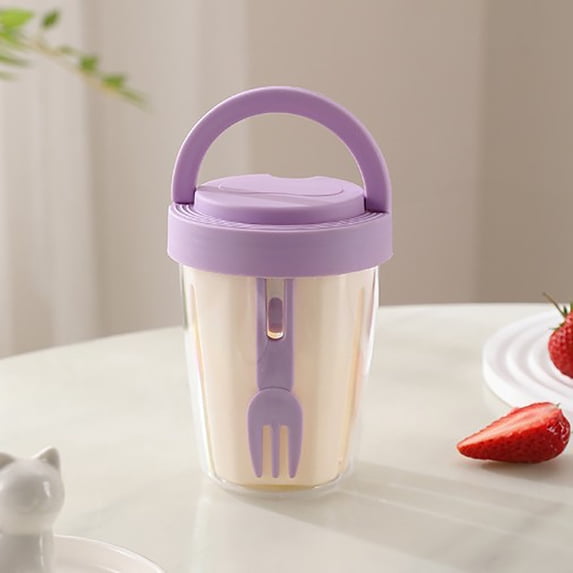 EGYMEN Leachable Fruit Cup, Portable Salad Container with Fork, Sealed ...