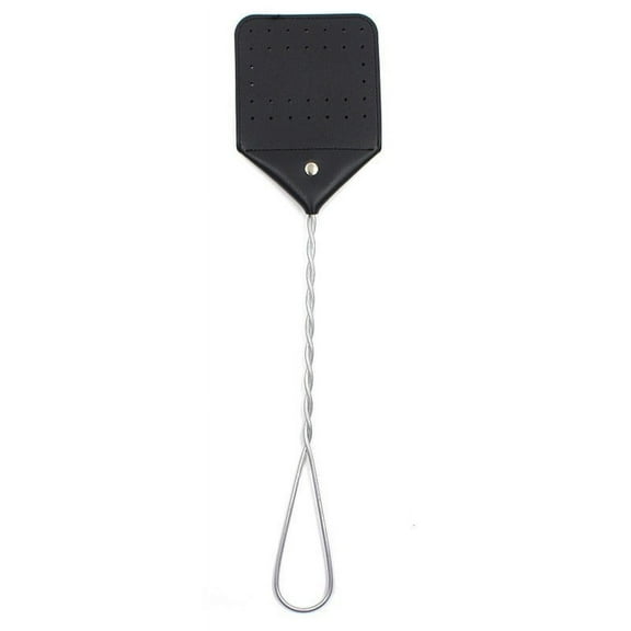 EGYMEN Leather Fly Swatter, Heavy-Duty Fly Swatter with Durable Leather Head, Sturdy Metal Handle Fly Swatter, Long-Handled Fly Swatter for Effective Pest Control(Black)