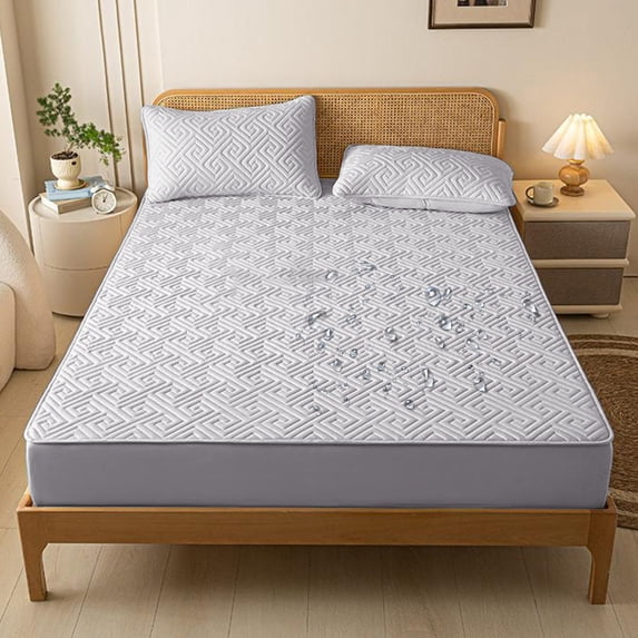 EGYMEN Mattress Protector, Waterproof Fitted Bed Cover With Nonslip Design, All-In-One Mattress Shield For Ultimate Protection, Soft And Comfortable Bed Sheet For Better Sleep(Gray)