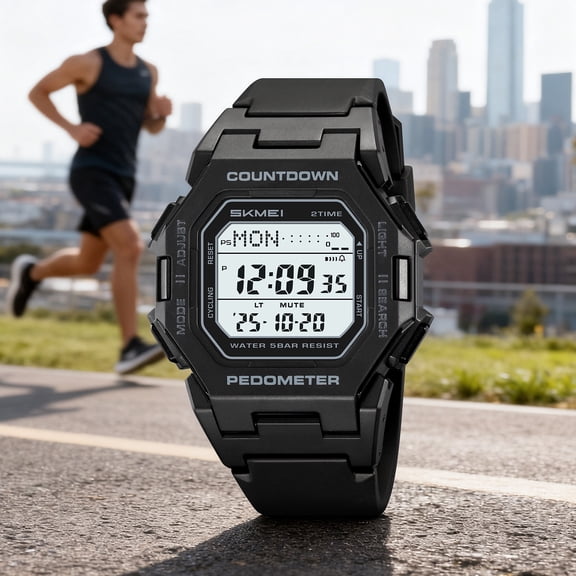 EGYMEN Men's Outdoor Sports Digital Watch, Waterproof Adventure Watch with Luminous Display, Multi-Functional Hiking Watch for Running, Camping, and Swimming