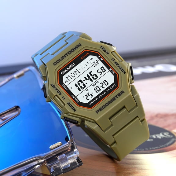 EGYMEN Men's Outdoor Sports Digital Watch, Waterproof Adventure Watch with Luminous Display, Multi-Functional Hiking Watch for Running, Camping, and Swimming