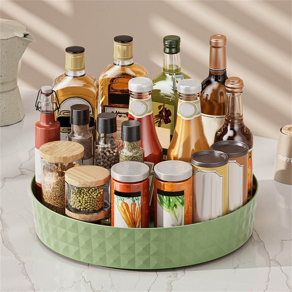 EGYMEN Multifunctional 360° Rotating Kitchen Countertop Lazy Susan Organizer for Spices, Bottles, Jars