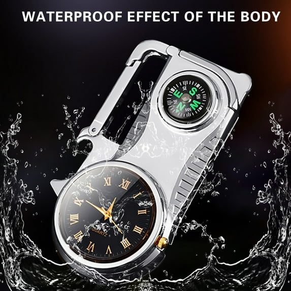 EGYMEN Multifunctional Key Chain Bottle Opener with Colored Light, Real Watch, Five-in-One Windproof Torch Lighter, Refillable Butane Gas Gadget for Outdoor Adventures and Gifts