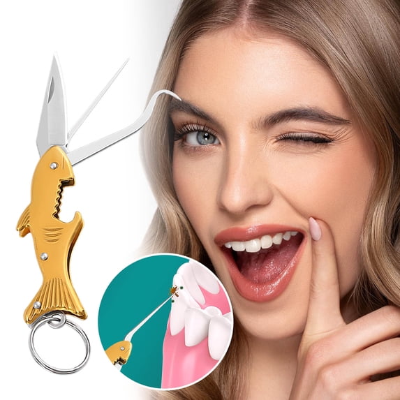 EGYMEN Multifunctional Keychain Tool, Portable Stainless Steel Toothpick Knife, Reusable Flosser with Bottle Opener, Compact Multi-Purpose Keyring Utensil