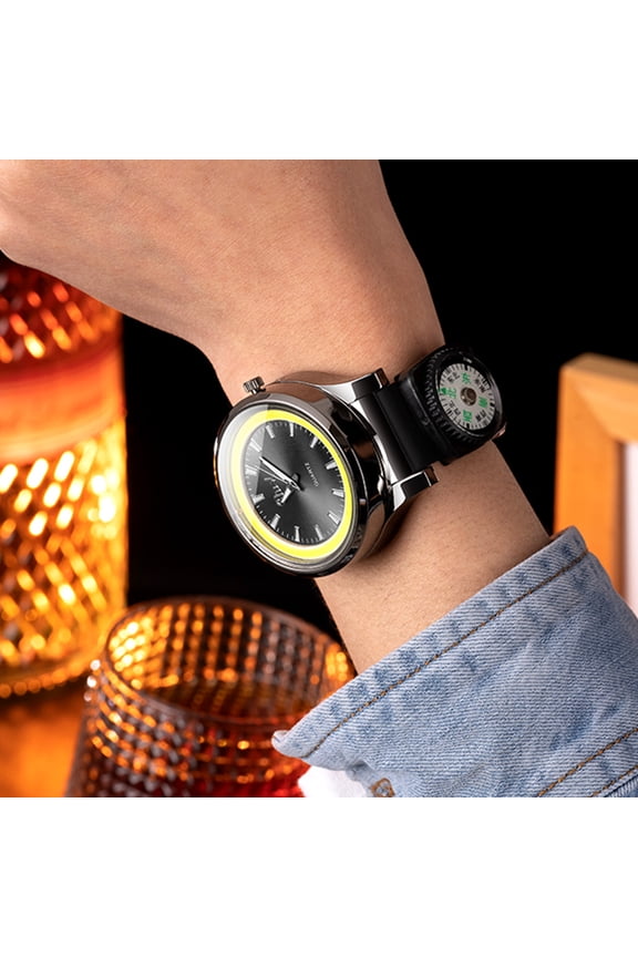 Multifunctional Luminous Watch Lighter (Youth Edition), USB Rechargeable Windproof Tungsten Wire Lighter Watch, Outdoor Plasma Flameless Lighter with Real Dial and Night Light