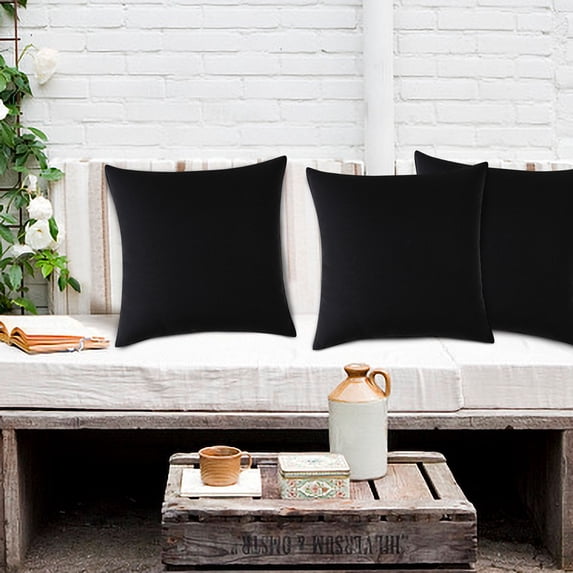 EGYMEN Outdoor/Indoor 18"x18" Waterproof Pillow Cover with Heavy-Duty Polyester Weather-Resistant Fabric for Patio Garden Poolside Furniture Home Decor Essentials(Black)