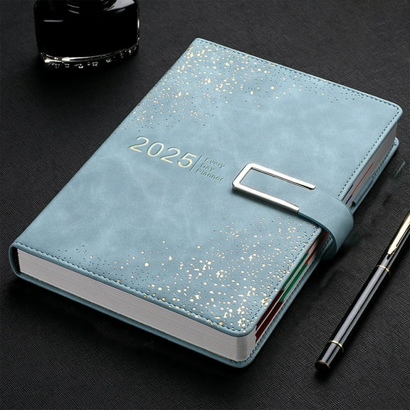 EGYMEN Planner, Daily Scheduler, Weekly Organizer, Yearly Calendar Planner with Faux Leather Cover and A5 Format