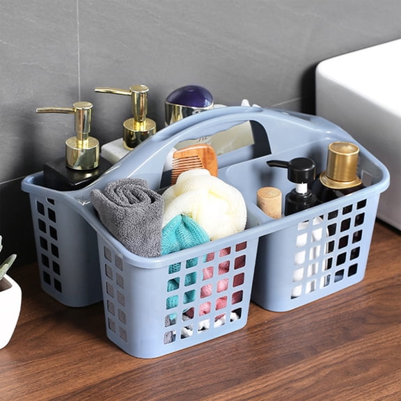 EGYMEN Plastic Bath Storage Basket, Portable Toiletries Organizer for Bathroom, Multi-Compartment Sundries Caddy with Handle