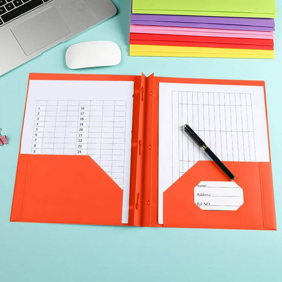 EGYMEN Plastic File Folders with Pockets, Heavy Duty Document Organizers with Business Card Inserts, Durable Letter Size Document Holders(Orange)