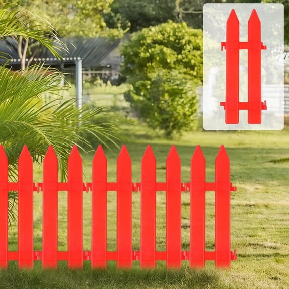 EGYMEN Plastic Garden Fence, Decorative Outdoor Edging for Lawns, Modular Picket Fencing for Flowerbeds, White Plastic Border Fence for Plants