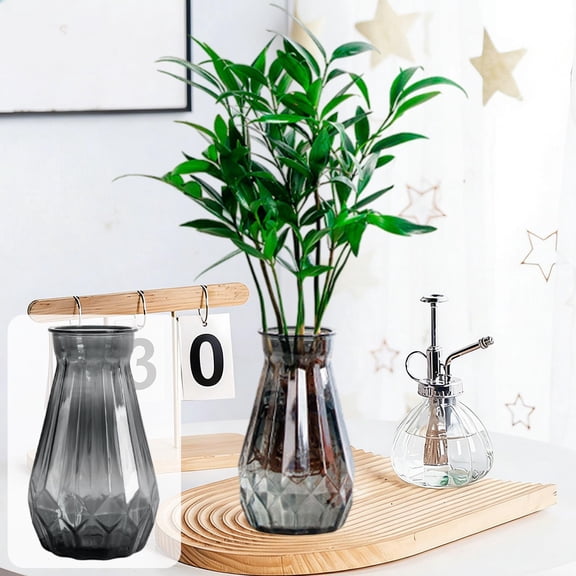 EGYMEN Plastic Hydroponic Planter, Stylish Desktop Planter with Diamond-Cut Design, Shatterproof Decorative Vase, Self-Watering Hydroponic Container for Philodendron and Moneywort