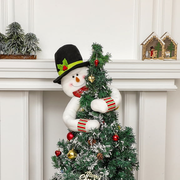 EGYMEN Plush Santa Claus & Snowman Christmas Tree Toppers, 38in/3ft, Soft Brushed Cloth for Festive Decor, Perfect Christmas Gift
