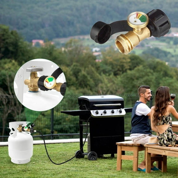 EGYMEN Propane Tank Gauge Indicator, Color-Coded Gas Pressure Meter for Universal Cylinder Use, Durable Brass Construction with Leak Detection & Easy Installation