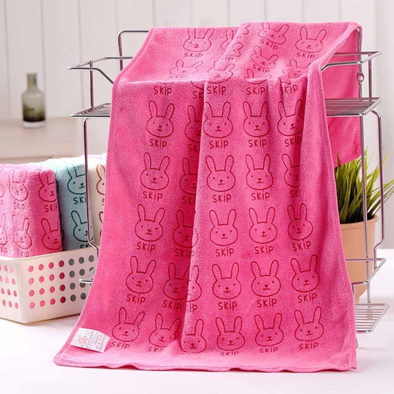 EGYMEN Rabbits Towel, Soft Drying Towel for Hair and Face, Super Absorbent Fiber Towel for Quick Drying, Gentle Microfiber Towel for Daily Use(Hot Pink)