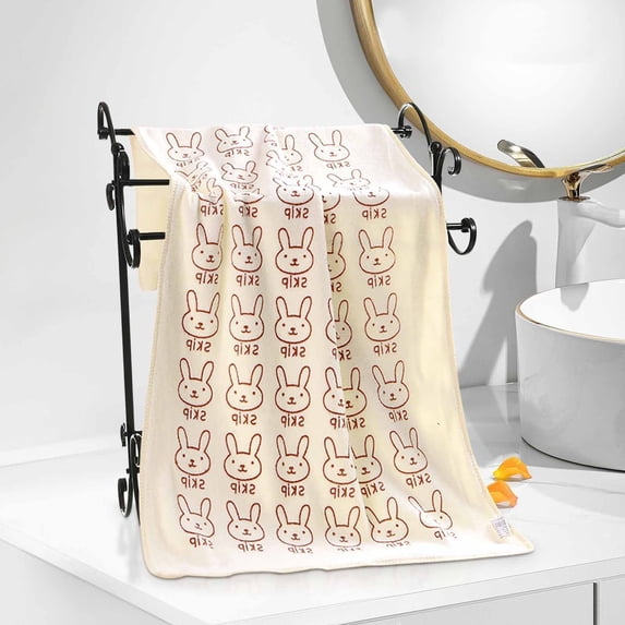 EGYMEN Rabbits Towel, Soft Drying Towel for Hair and Face, Super Absorbent Fiber Towel for Quick Drying, Gentle Microfiber Towel for Daily Use(Beige)