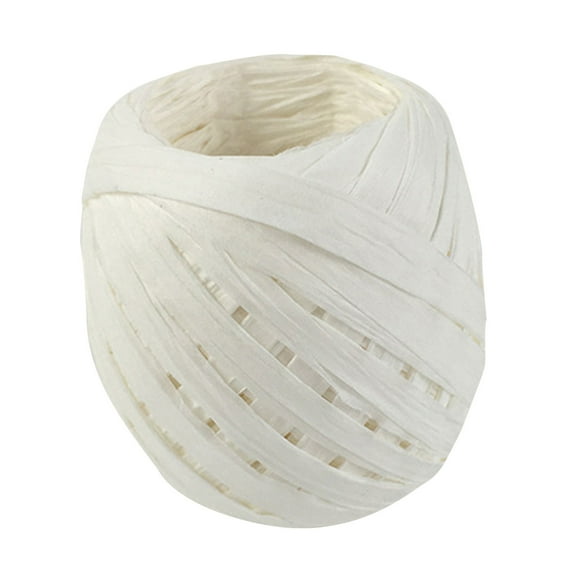 EGYMEN Raffia String, Versatile Raffia Ribbon for Gift Wrapping, Biodegradable Raffia Paper for Decoration, Eco-friendly Raffia Twine for Festival Packing(White)