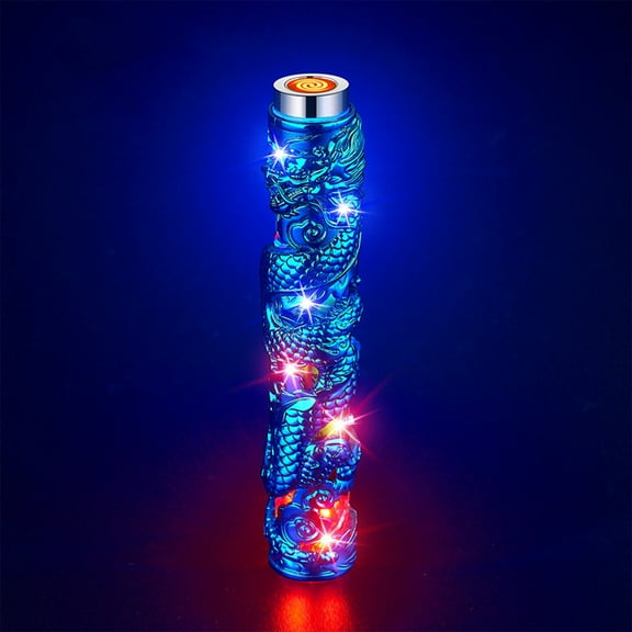 EGYMEN Rechargeable Lighter, Colorful Flashlight Blowtorch, Butane Refillable Visible Window Igniter for Outdoor Cooking and Camping