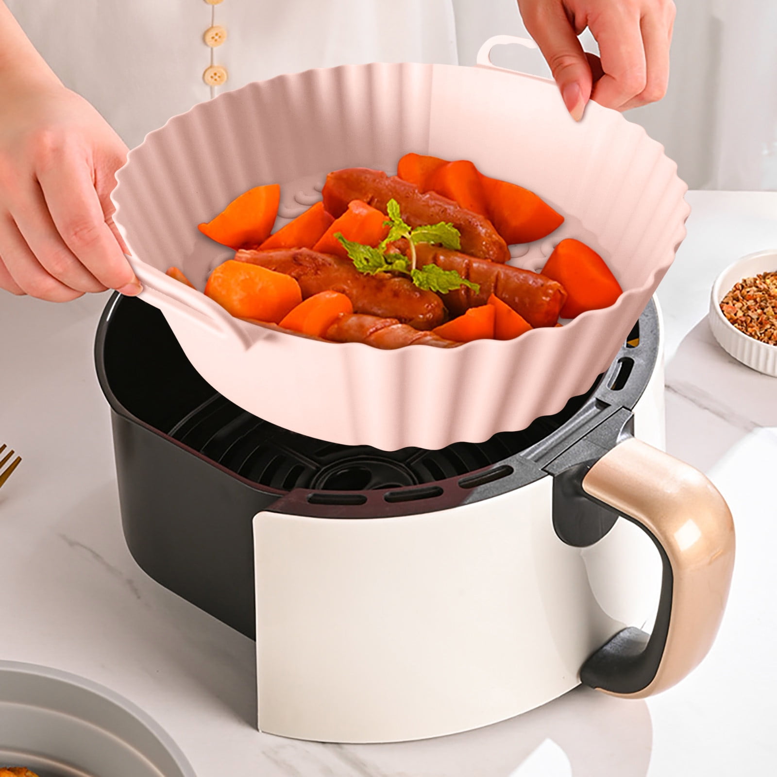 Bacon Cooker Bacon Tray For Microwave Cooking CurcKua With Lid 9.5x7.8 Inch Round Silicone Baking Pan Heat-Resistant Bacon Tray With Dual Ears For Cooking Roasting Steaming Bacon Tray Bacon Pan Silicone Microwave