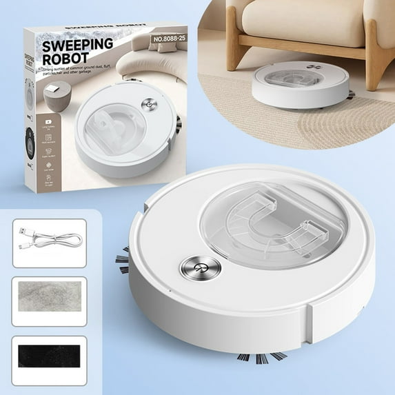 EGYMEN Robot Vacuum, Sleek Cleaning Robot with Transparent Dust Bin, Rechargeable Floor Cleaning Device for Pet Hair and Debris, Low-Noise Sweeping and Mopping Machine