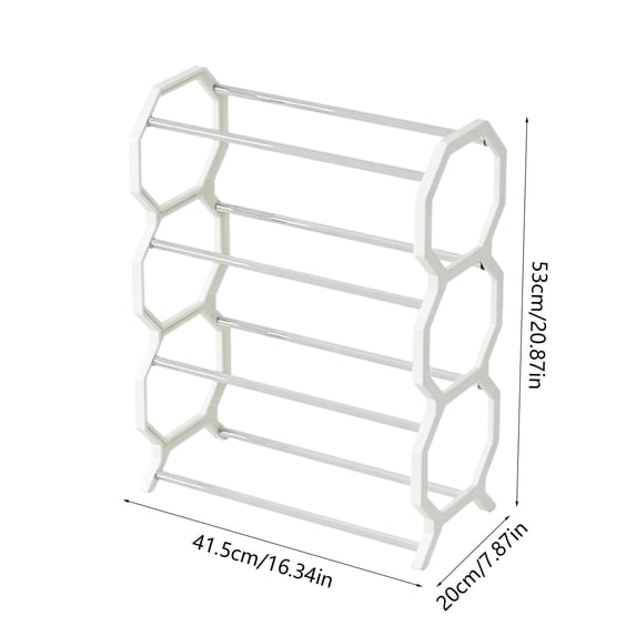 EGYMEN Shoe Rack, Multi-Tier Shoe Organizer with 4 Levels, Adjustable Shoe Storage Stand, Compact Footwear Rack for Home and Office(White)