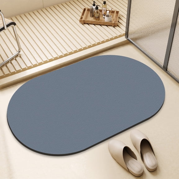 EGYMEN Silicone Bath Mat, 16"x24" Super Absorbent Quick Dry Bathroom Floor Mat, Non-Slip Rubber Backed Shower Rug, Washable Elliptical Bathtub Mat, Modern Design Bathroom Accessories