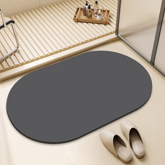 EGYMEN Silicone Bath Mat, 16"x24" Super Absorbent Quick Dry Bathroom Floor Mat, Non-Slip Rubber Backed Shower Rug, Washable Elliptical Bathtub Mat, Modern Design Bathroom Accessories