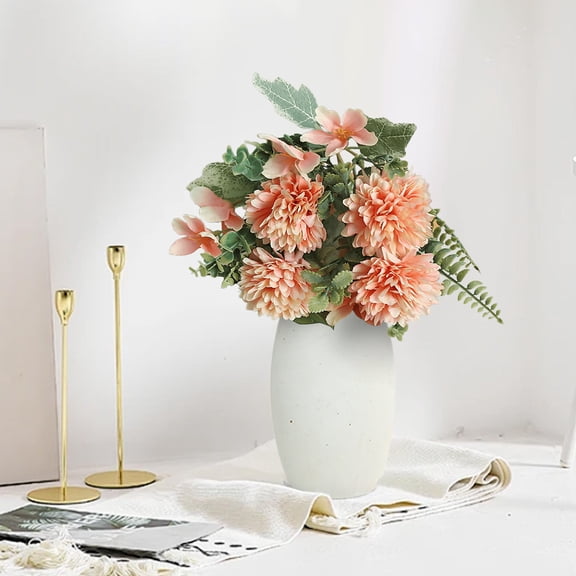 EGYMEN Simulation Small Ball Chrysanthemum, Fake Floral Arrangement for Hotel Wedding, Photography Modeling Silk Artificial Maple Leaves Decoration