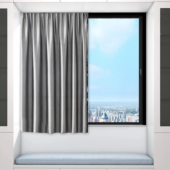 EGYMEN Light Blocking Window Curtain, Self-Adhesive Noise Reducing Shades for Bedrooms, Heat Insulating Window Treatments, No-Drill Polyester Curtains for Enhanced Privacy(Gray)