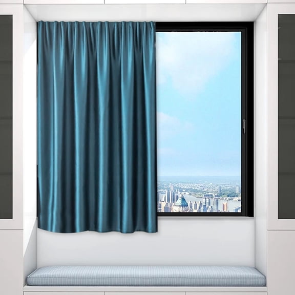 EGYMEN Small Curtains for Kitchen Window, Blackout Privacy Portable Curtain Set for Bedroom Office Bathroom Basement Garage Storage Enclosure RV Bunk, 47.24 × 39.37 Inches(Blue)