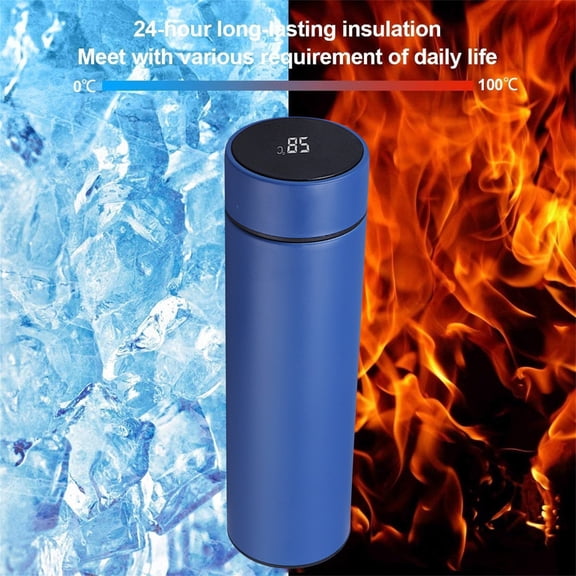 EGYMEN Smart Temperature Display Vacuum Cup, 304 Stainless Steel Insulated Water Bottle with Touch LCD Screen, 12-Hour Hot/Cold Retention, Leakproof Design for Hiking, Office, Gym(Blue)
