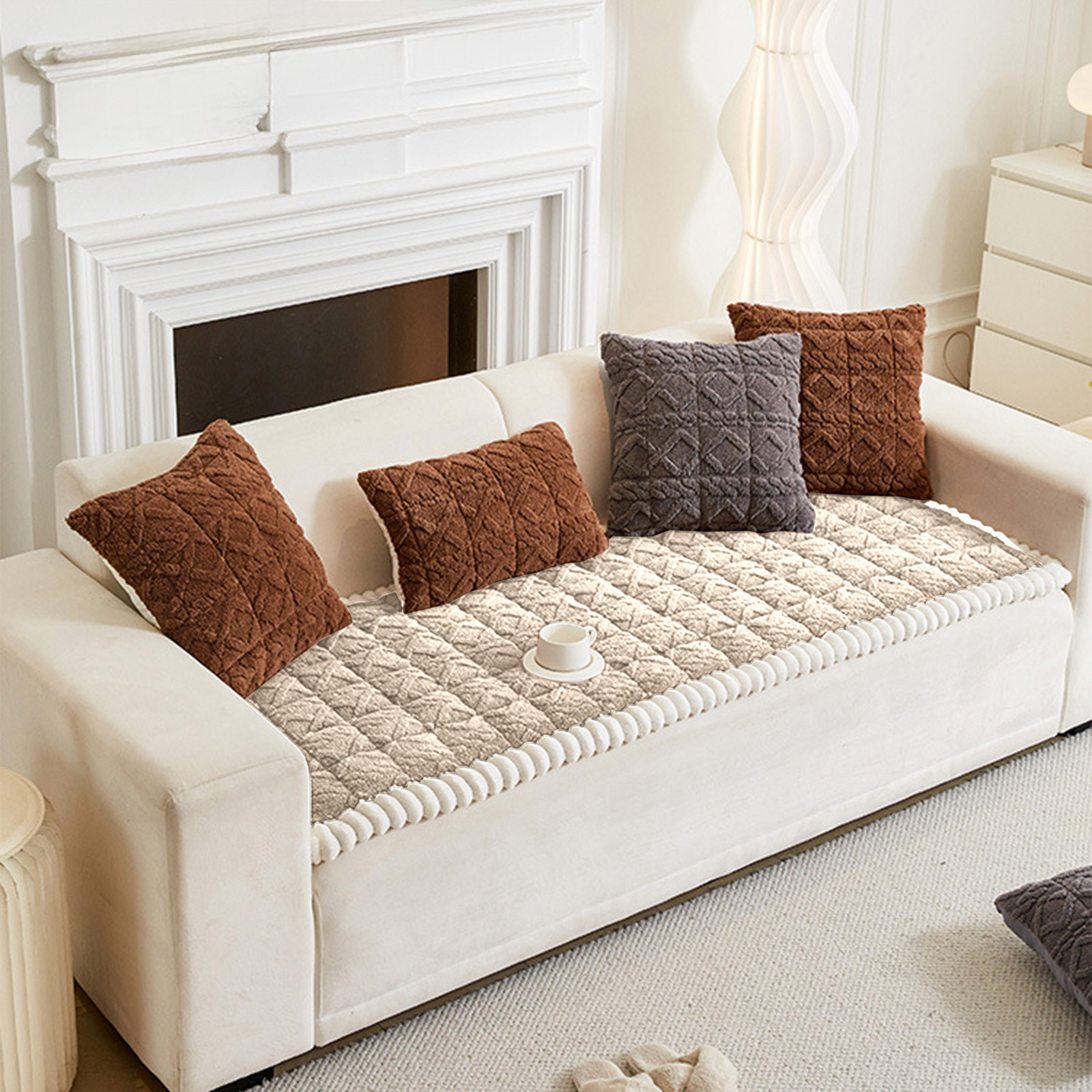 EGYMEN Sofa Cushion, Thickened Winter Sofa Cushion with Soft Fabric, Comfortable Seat Cushion for Cozy Living Space, Non-Slip Sitting Pad for Home Decor