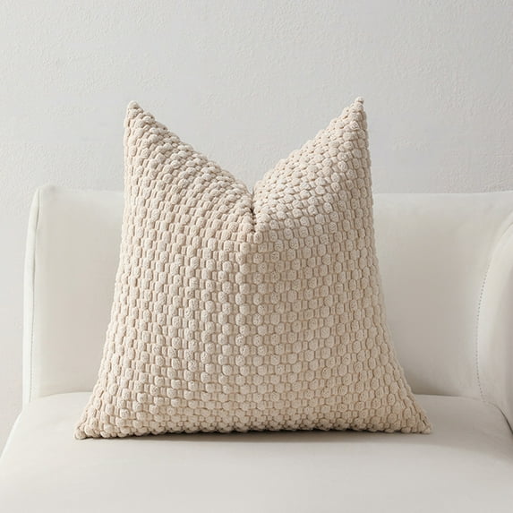 EGYMEN Soft Weave Pillowcase, Breathable Decorative Pillow Covers, Comfortable Pillow Shams, Elegant Weave Pillow Case for Home Décor(Beige)