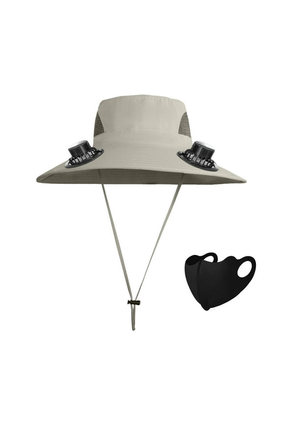 Solar-Powered Fan Hat, USB Rechargeable Summer Hat with Mesh Design, Protective Outdoor Cap with Built-in Cooling Fan, Comfortable Fisherman Hat for Hot Days(Gray)