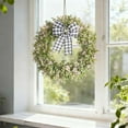 thumbnail image 1 of EGYMEN Spring Bow Artificial Leaf Wreath, Decorative Eucalyptus Wreath For Home, Faux Plant Door Garland, Charming Wall And Window Decoration(Pink), 1 of 6