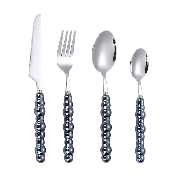 EGYMEN Stainless Steel Flatware Set, Silverware Cutlery Set, Kitchen Utensils, Modern Tableware, Dinnerware for Parties, Portable Cutlery for Travel (Navy)